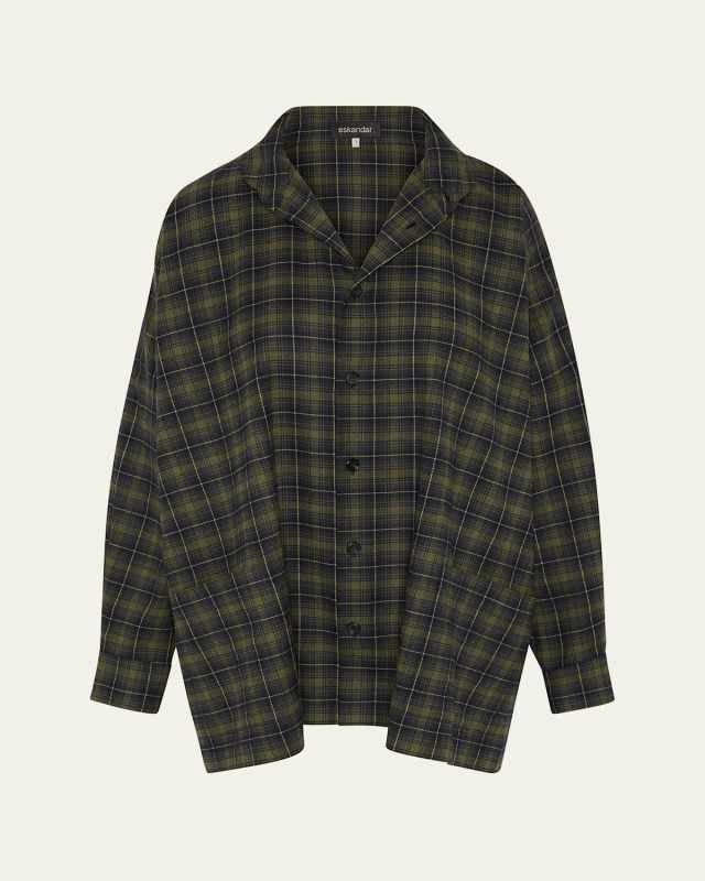 Wide Longer-Back Double Stand-Collar Shirt Jacket (Long Length)